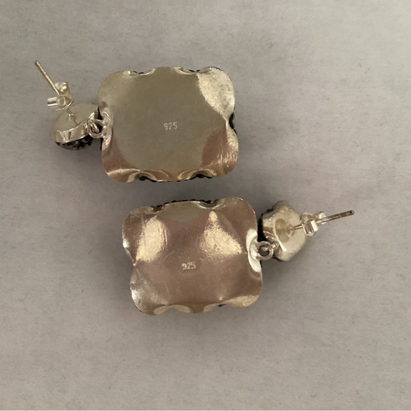 Rectangle Gemstone Earrings, Sterling Silver - Picture 4 of 4